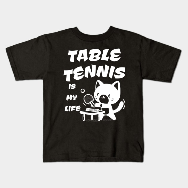 Cool Cat Playing Table Tennis Kids T-Shirt by JoeStylistics